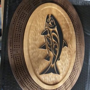 Natural Wood Native Salmon Cribbage Board