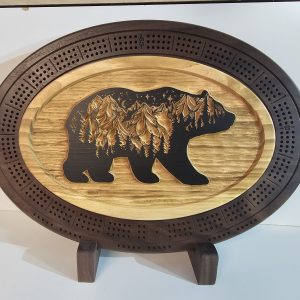 Natural Wood Bear Cribbage Board