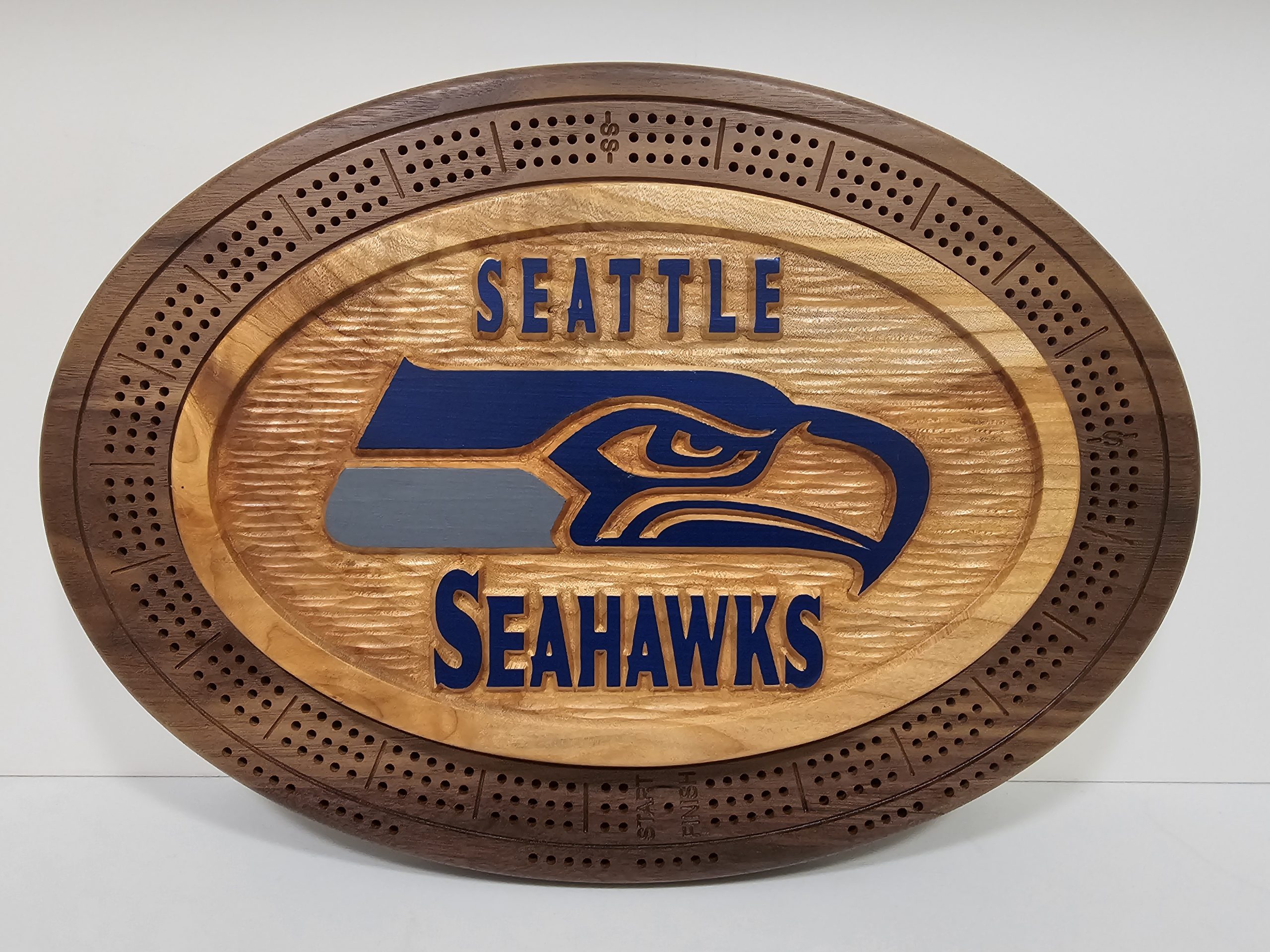 Natural Wood Seattle Seahawks Cribbage Board